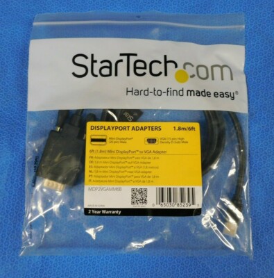 NEW SEALED StarTech 6ft  1.8m MINI DisplayPort to VGA ADAPTER  MDP2VGAMM6B 