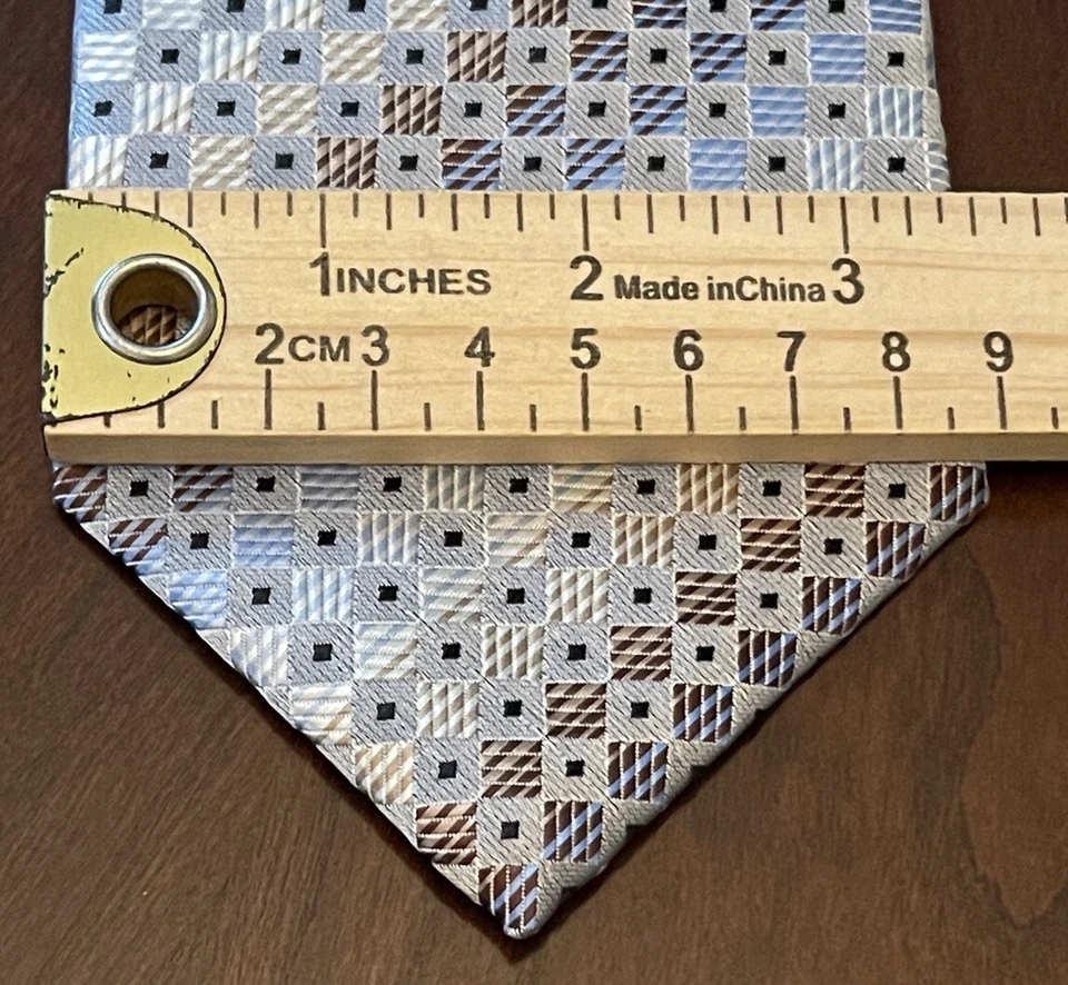 Corbata de cuello Haggar azul marrón hecha a mano 100 % poliéster para hombre hecha en China Foto 4 de 4