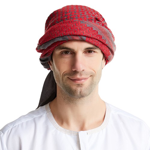 Muslim Men Plaid Print Headscarf Arab Shemagh Dubai Turban Cap Middle East Shawl - Picture 12 of 37