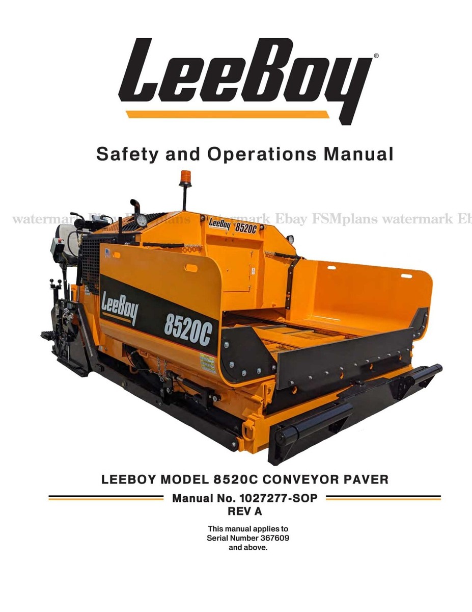 Sayury Baldovinoさん専用.5 LeeBoy 8520C 8520 C Conveyor Paver Operations and Safety