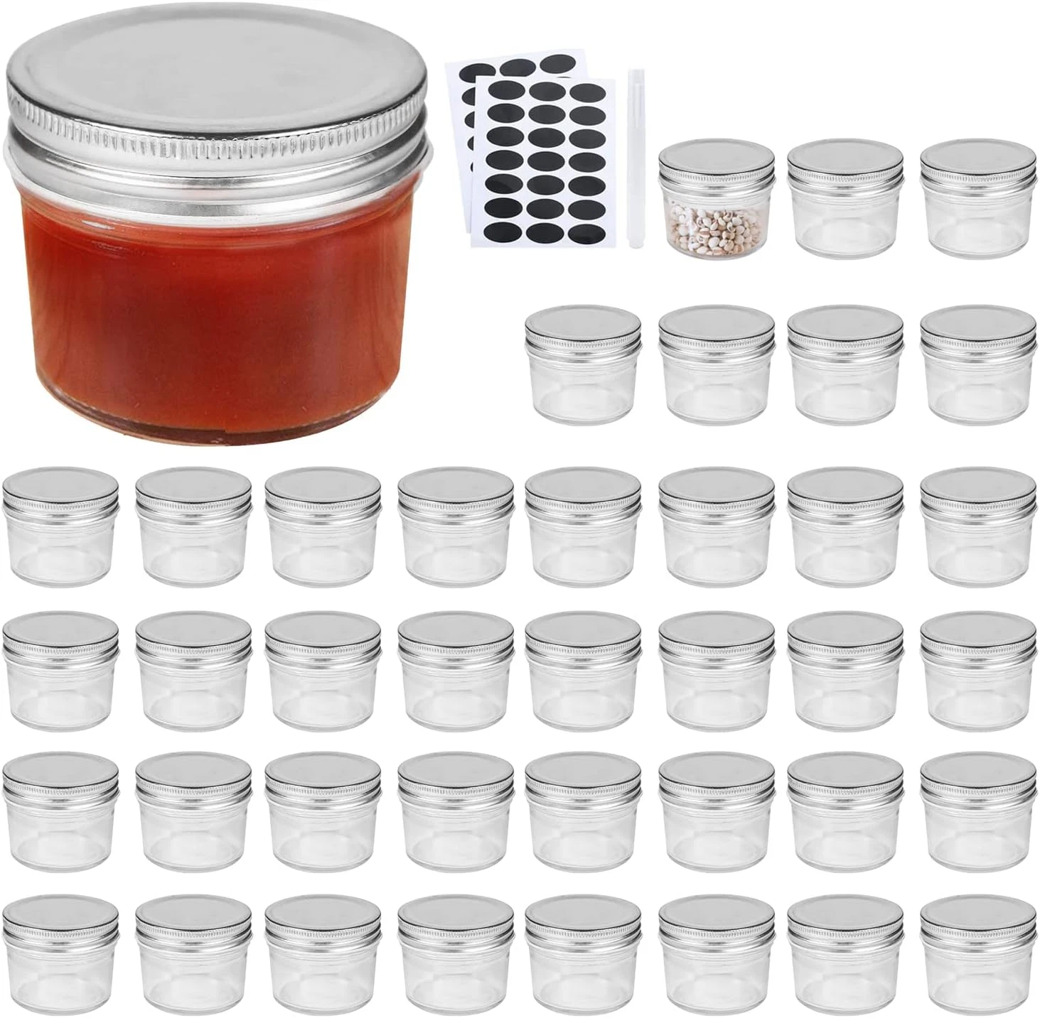 Frascos De Vidrio Con Tapas De 4 Oz Pequeños Pequenos Frascos De Boca Ancha Mini