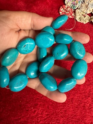 16 Egg Shape Faux Turquoise Beads with Beautiful Simulated