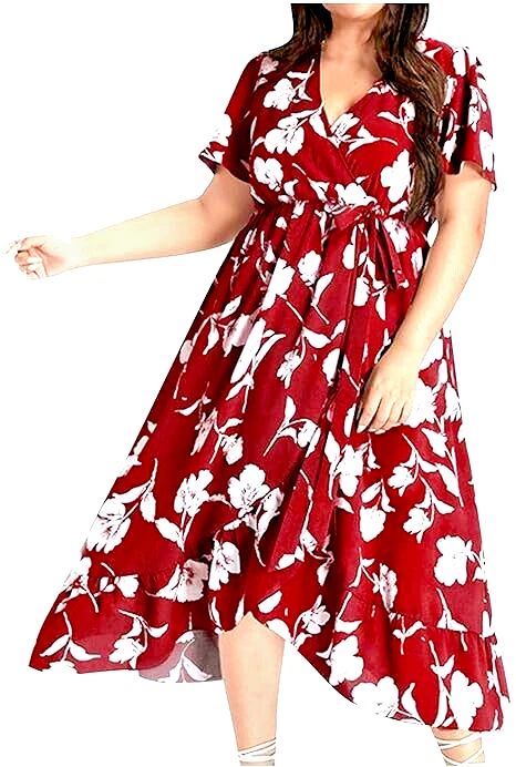 Red Plus Size Wrap Dresses for sale | eBay UK