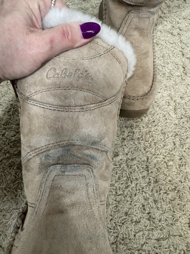 Cabela's Women’s Ivory Suede Thinsulate Fur Lined Snow Boots Size 7.5 Warm Cozy - Picture 9 of 10