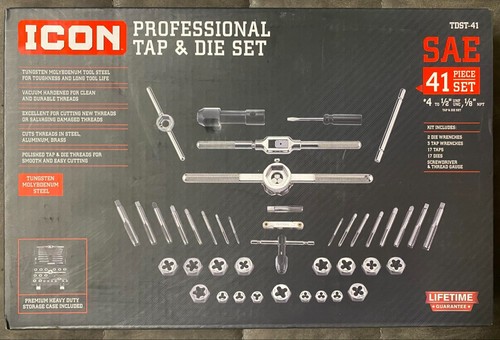 ICON TDST-41 SAE Profi Gewindebohrer und Schneideisen Set 41-teilig NEU