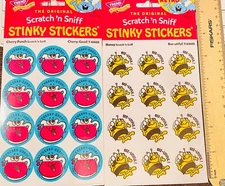 TREND Scratch n Sniff RETRO STINKY STICKERS Sealed, CHERRY PUNCH & HONEY BEE