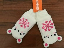 Gymboree Girls Fair Isle Flurry Ivory Snowflake Mouse Mittens Size 2T 3T New