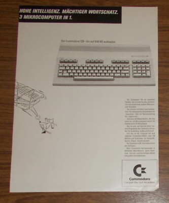 Seltene Werbung COMMODORE C128 - 3 Mikrocomputer in 1 #1 1986
