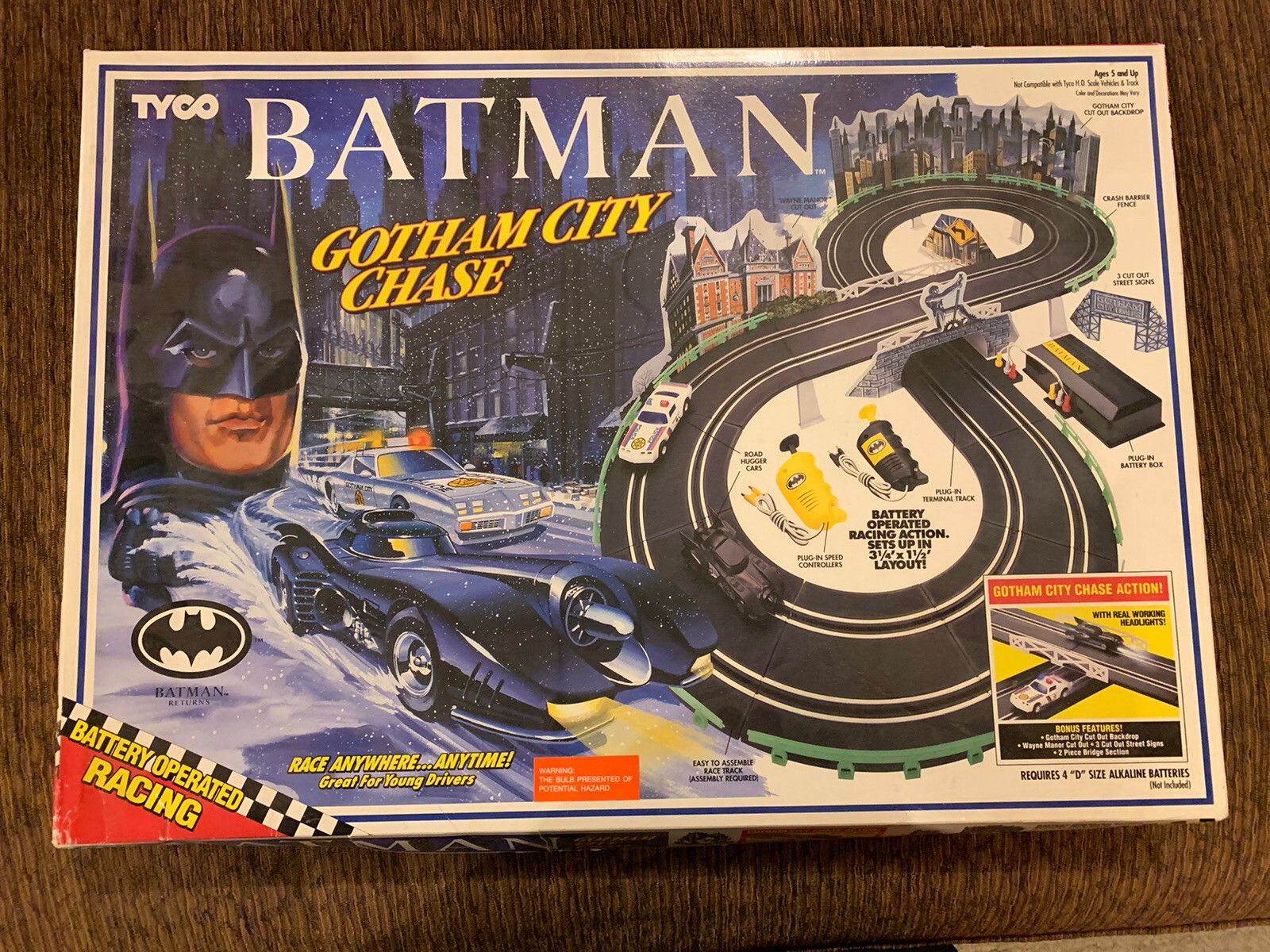 Vintage 1992 Tyco Batman Gotham City Chase Slot Car Set Mint and New