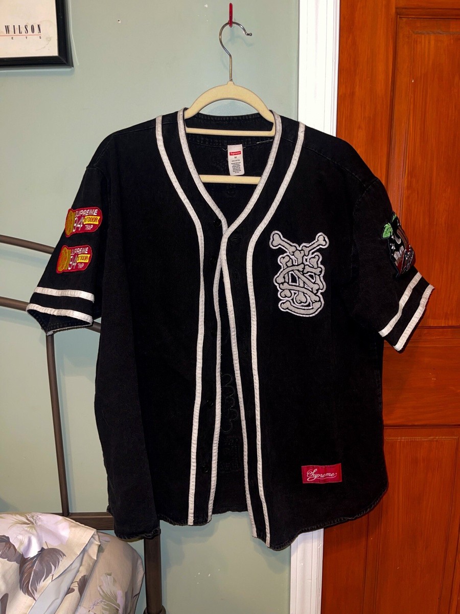 Supreme Patches Denim Baseball Jersey Black Size Medium | eBay Supreme Patches Denim Baseball Jersey Black Size Medium | eBay