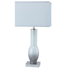 NEW Grey Painted Body Chrome Base  Grey Fabric Shade Finish 29" Table Lamp 6207