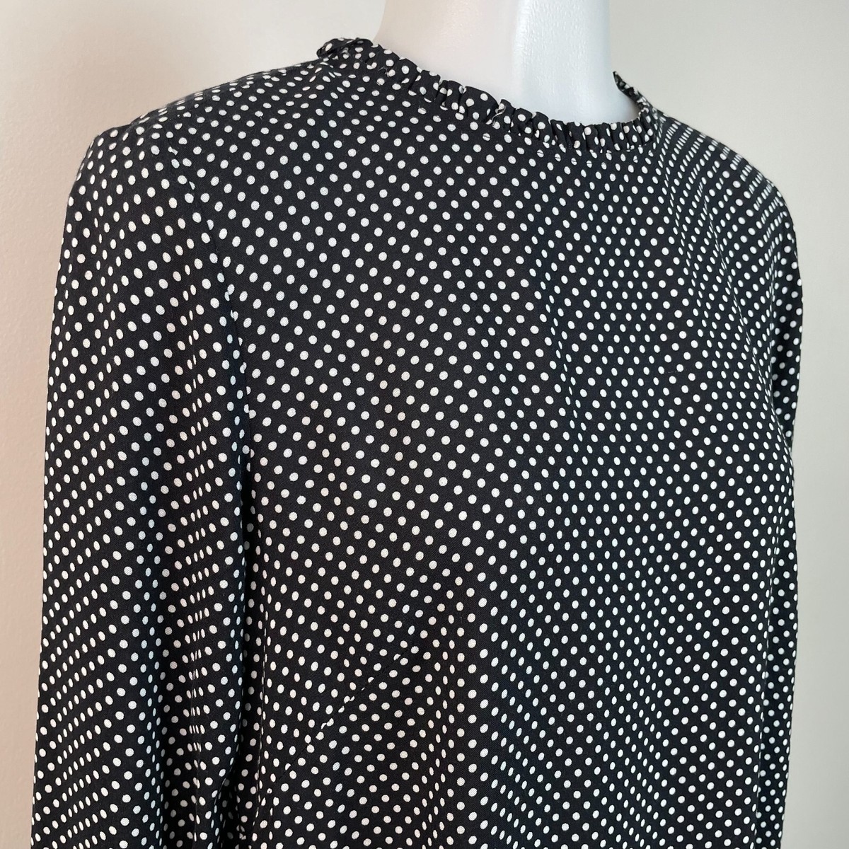 H&M Shift Dress 6 Black White Polka Dot Long Sleeve | eBay