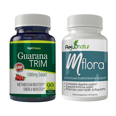 Guarana Extract Metabolism Booster Pills Mflora Probiotic Digestive Supplement