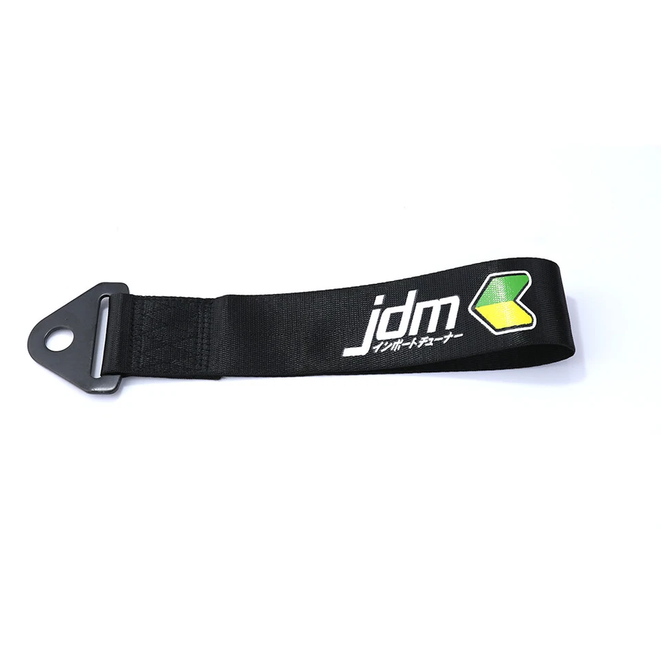 JDM High Strength Black Universal Nylon Car Trailer Tow Rope Towing Hook Strap - Imagem 2 de 4