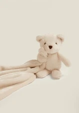 UNHIDE lil' marsh lovey baby blanket, teddy BEIGE BEAR, faux fur, 20"x20", NEW 