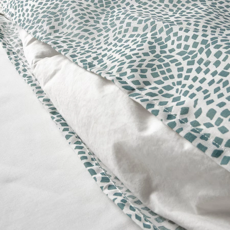 Nuevo juego de cama funda nórdica doble Ikea TRADKRASSULA + funda de almohada blanco azul Foto 2 de 4