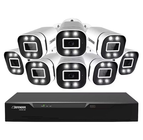 Defender Vision 8-Channel 8-Camera 4K Wired Security System with 1TB HDD DVR