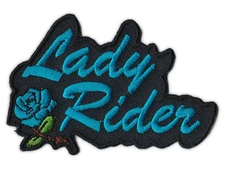Motorcycle Jacket Embroidered Patch - Lady Rider (Blue) - Female Bikers, Women