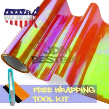 12"X24" Galaxy Chameleon Neo Chrome Red Headlight Taillight Fog Light Vinyl Diy