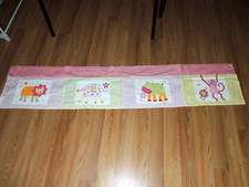 LAMBS  IVY PINK JUNGLE SAFARI VALANCE LION ELEPHANT MONKEY HIPPO YELLOW 68x14