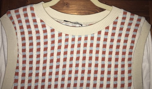 Zara Women's Sweater Vest with Attached Long Sleeves Pullover Top Size Small - Picture 3 of 11