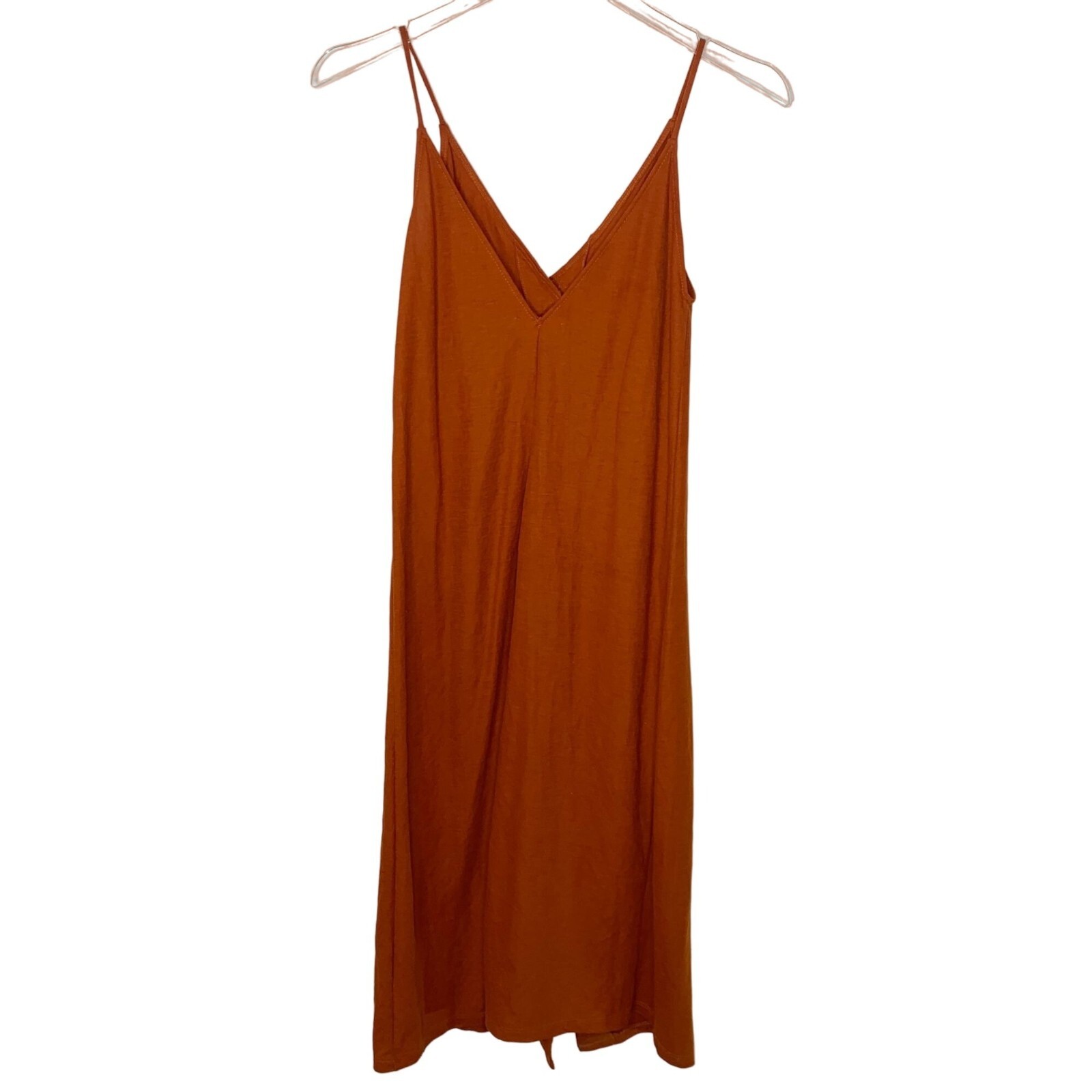 Zara S Womens Midi Dress Burnt Orange Button Front Gem