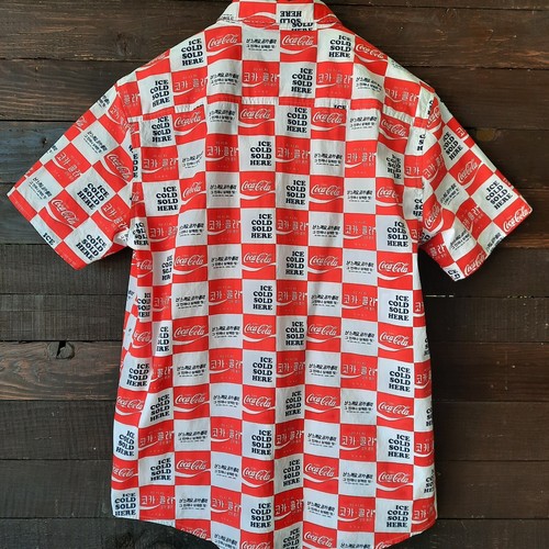 Coca Cola Shirt Mens Large Red White Button Up Casual All Over Print A17 - Picture 2 of 5