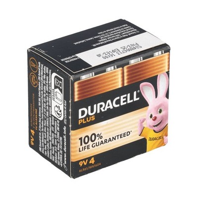 Duracell Batterie Alkaline, E-Block, 6LR61, 9V Plus, Extra Life, Retail Blister