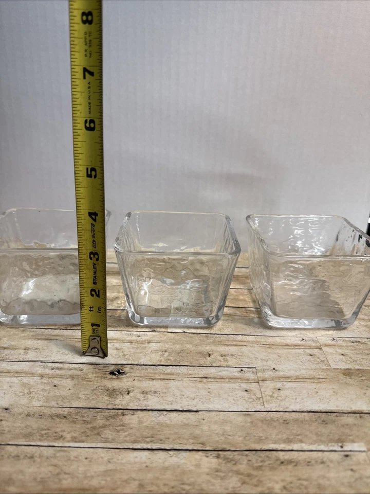 Handmade 3 Square Glass Vases - Image 4 of 4