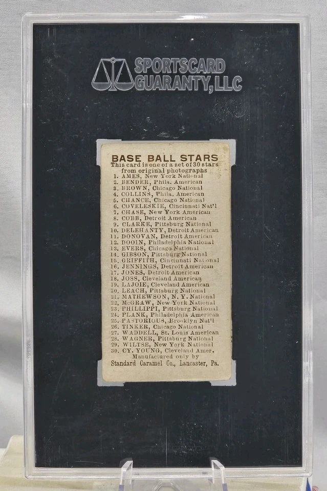 1910 E93 Standard Caramel Clark Griffith SGC 3 VG HOF Cincinnati Reds - Image 2 of 2