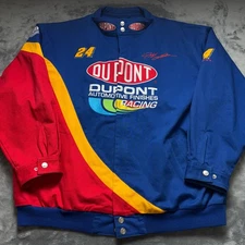 Vintage NASCAR Jeff Gordon #24 Dupont Racing Jacket Men 2XL Blue Red Embroidered
