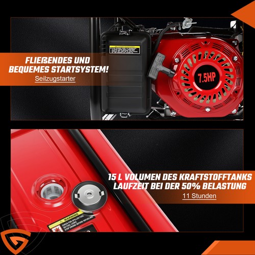 7,5PS Notstromaggregat Generator Benzin Stromerzeuger 4-Takt 6500 Watt CE - Bild 6 von 16