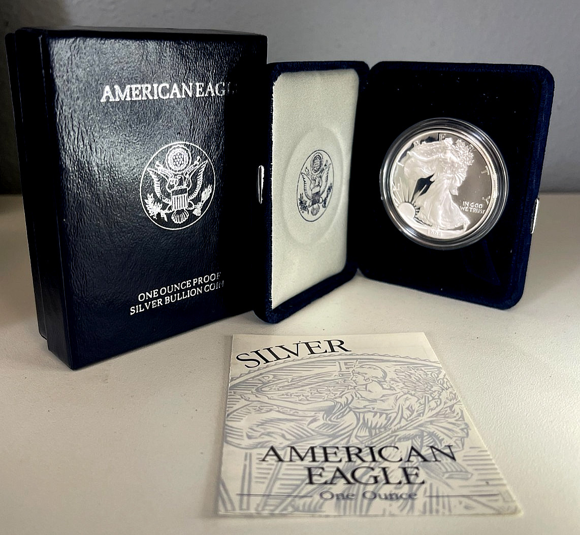 1994-P $1 AMERICAN SILVER PROOF EAGLE w/OGP & COA-Lowest Mintage!