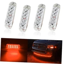  4-Pack LED Truck Emergency Strobe Lights 12 LED Surface Mount Flashing Red