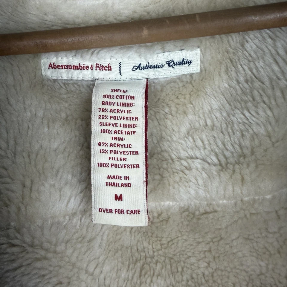 Chaqueta de Pana Abercrombie De Colección Forrada de Piel Sintética Mediana Amarilla Y2K Manchas Preppy Foto 2 de 4