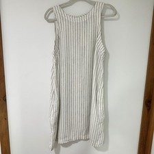 A New Day Linen Blend Pinstripe Sleeveless Midi Dress White Black Womens Size M