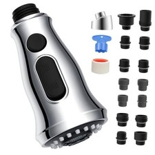 Universal Kitchen Faucet Head Replacement with 15 Adapter Kit Compatible Chrome