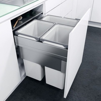 600 mm Vauth-Sagel ausziehbarer Abfalleimer ENVI SPACE XX PRO 91 Liter silber