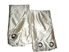 CHRIS MADDEN IVORY SILKY SATIN POLYESTER (2) LINED DRAPERY PANELS 48X95