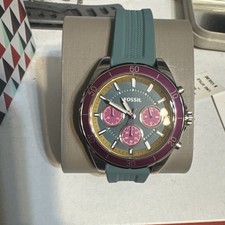 Fossil Women's Blue Magenta Soft Touch Plastic Chronograph Watch BQ3256 2017