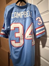 Mitchell & Ness Houston Oilers Earl Campbell Autographed Jersey Beckett Auth