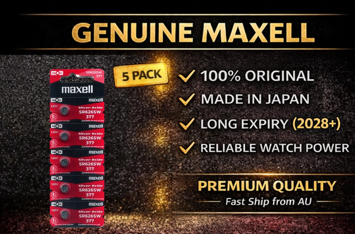 (5 Pack) New Maxell (SR626SW / 377) 1.5V Watch Batteries