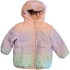 Chaqueta para niños pequeños Wonder Nation 2T Puffer arco iris pastel polar difuso cálida suave