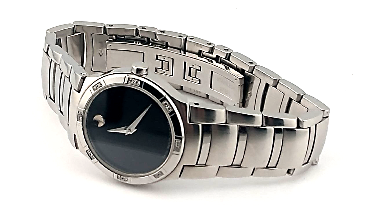 Movado Sapphire Classic Ladies Watch with Diamond Bezel 84.E4.1833S