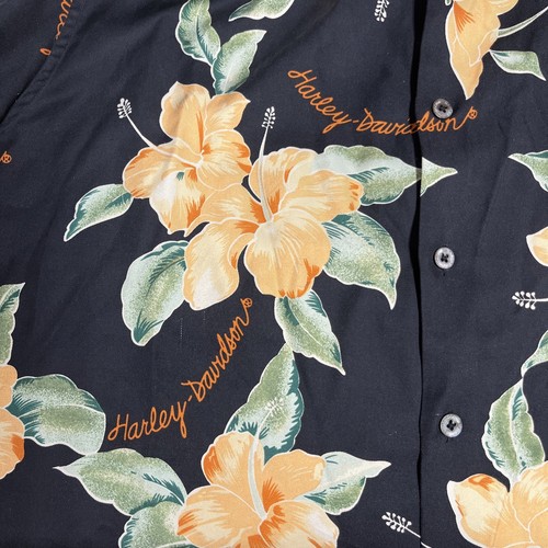 Harley-Davidson Shirt Mens XL Tori Richard Hawaiian Black Floral 100% Silk - Picture 11 of 11