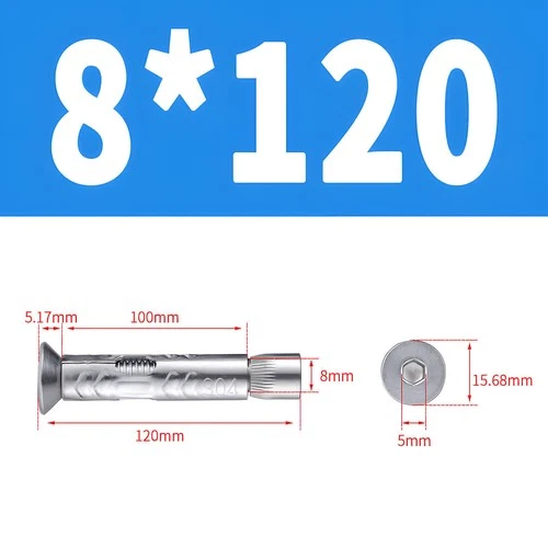 Heavy Duty Sleeve Anchor Expansion Bolt Allen Socket Countersunk Masonry M6-M12 - Picture 21 of 34