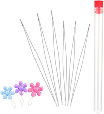 6 Pieces Beading Needles, 2 Sizes Collapsible Eye Needles for Beading with Needl