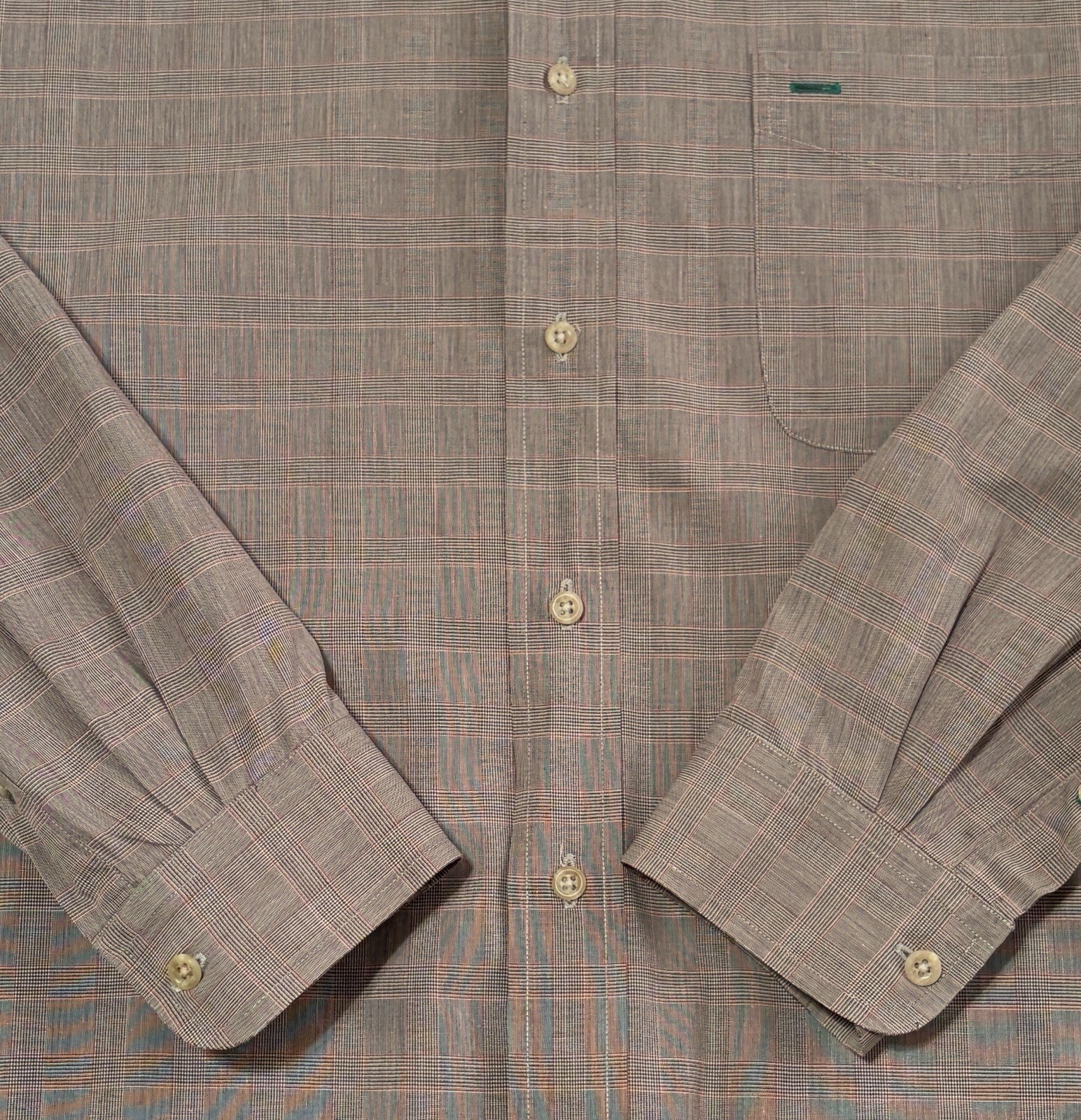 TOMMY HILFIGER Cotton Oxford Plaid Shirt Men's L Multicolor Checks Pleated Cuffs thumbnail 4