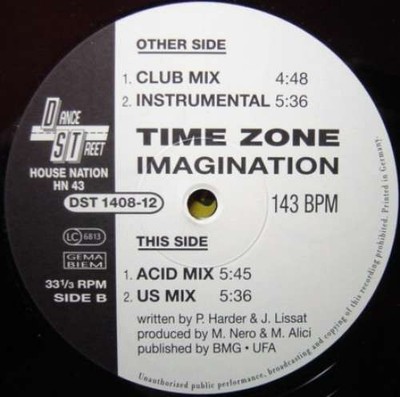 Time Zone* - Imagination 12'' Vinyl Electronic Deep House 33972