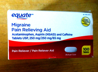 2 Twin Pack Equate  Migraine Pain Relieving Aid  200 tablets  TOTAL  Exp  8/2027